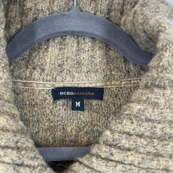 BCBGMaxAzria Women's Tan Mohair-Acrylic Pocket Front Belted Cardigan Size M - Picture 2 of 4